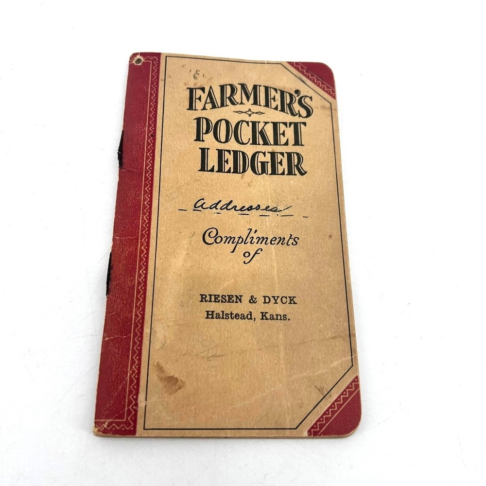 Vintage 1935 1936 Farmer's Pocket Ledger John Deere Advertising Riesen & Dyck KS